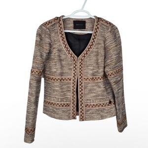 Maison Scotch Embellished Tweed Blazer Jacket